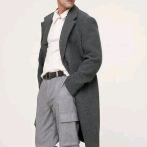 Banana Republic Men's Gray Wool Blend Top Coat Overcoat Long Size XL